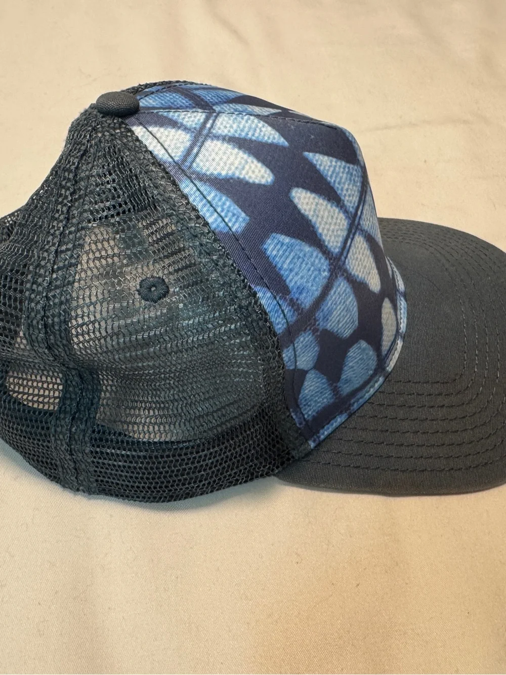Prana Blue Patterned Mesh Trucker Hat